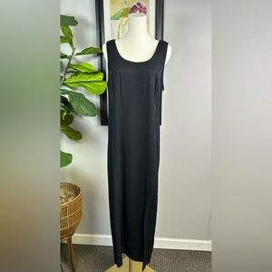 Vintage Dress Maxi Size 14 Back Zipper Black Velvet Sleeveless
